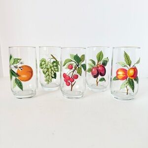 Vintage Mid-Century Fruit Tumblers 22k Gold Rim – Set of 5 West Virginia Glass